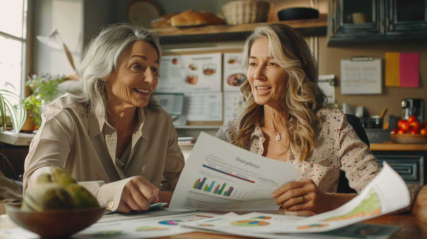 Възрастна жена готви здравословна храна