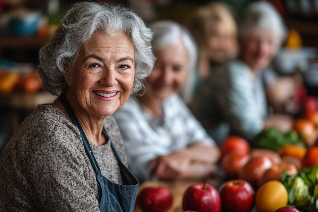 Счастлива възрастна двойка се храни здравословно